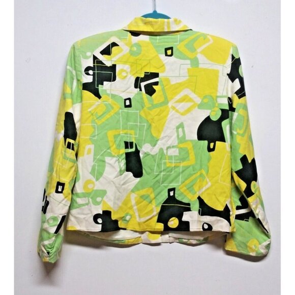 Nancy Bolen City Girl Blazer Jacket 100% Silk PS Relaxed abstract geometric - Picture 7 of 7